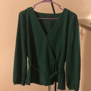 V-neck blouse forest green beauty from J. Crew